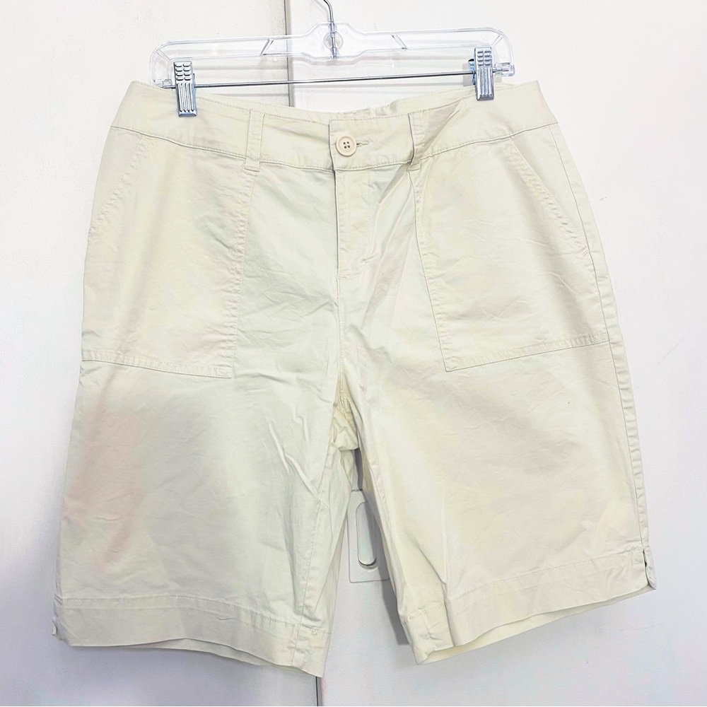 ST. JOHN’S BAY stretch lightweight woven cotton khaki zip fly shorts 14P